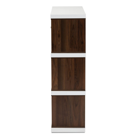 Baxton Studio Rune Two-Tone White and Walnut Brown Finished 2-Drawer Bookcase 163-10647